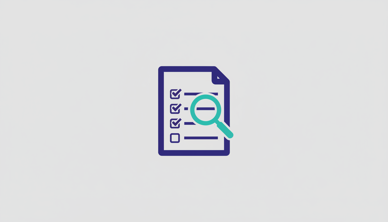Document with a magnifying glass and checklist representing procurement process