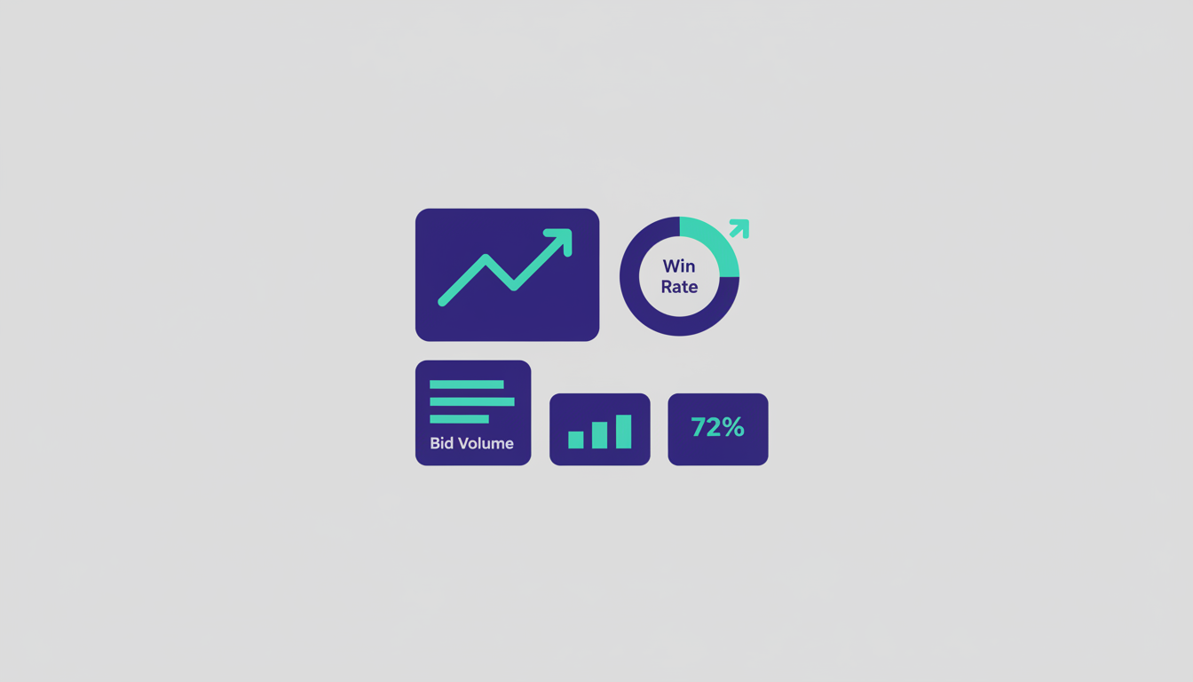 Illustration of a digital dashboard for bid management solutions