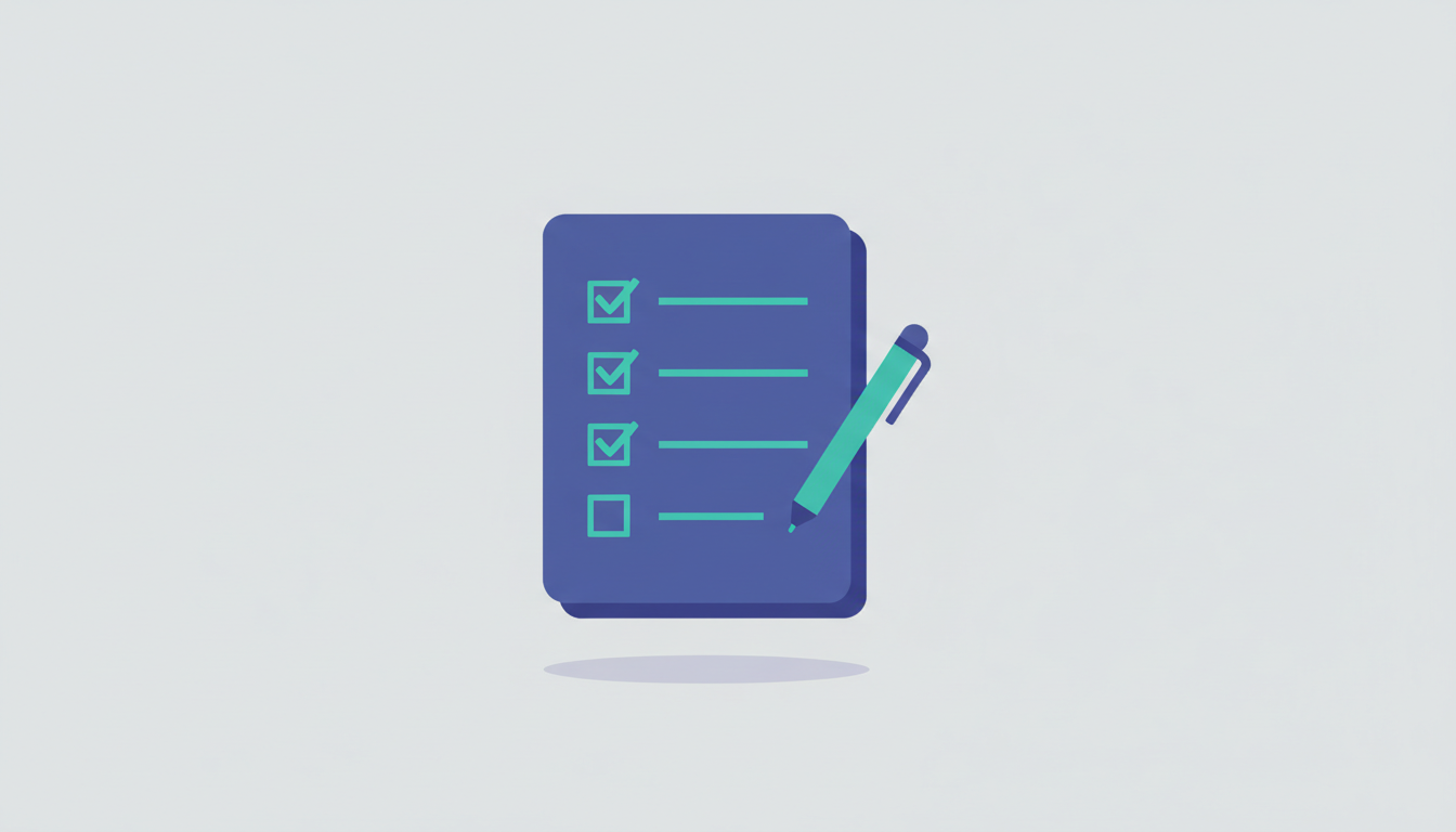Document with a checklist and pen representing procurement process
