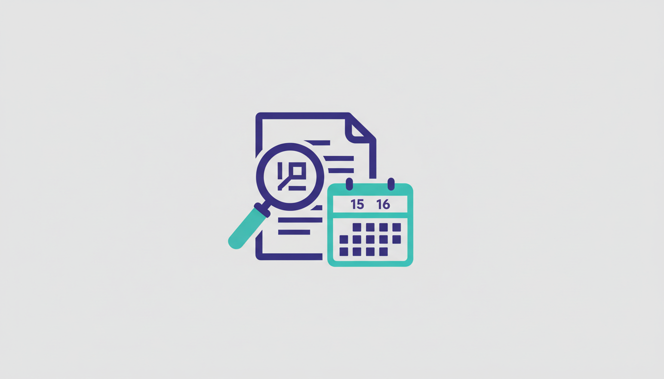 Document with a magnifying glass and calendar representing RFP preparation