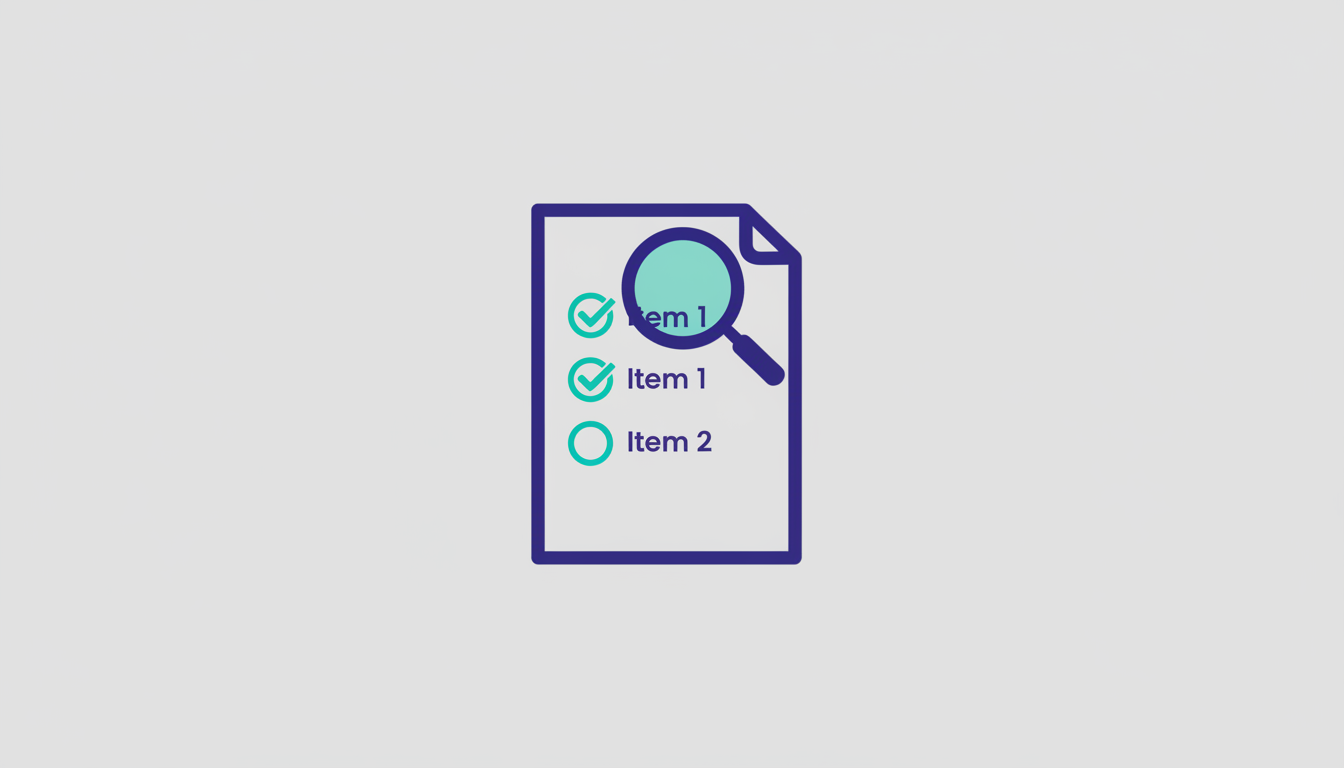 Illustration of a document with a magnifying glass and a checklist