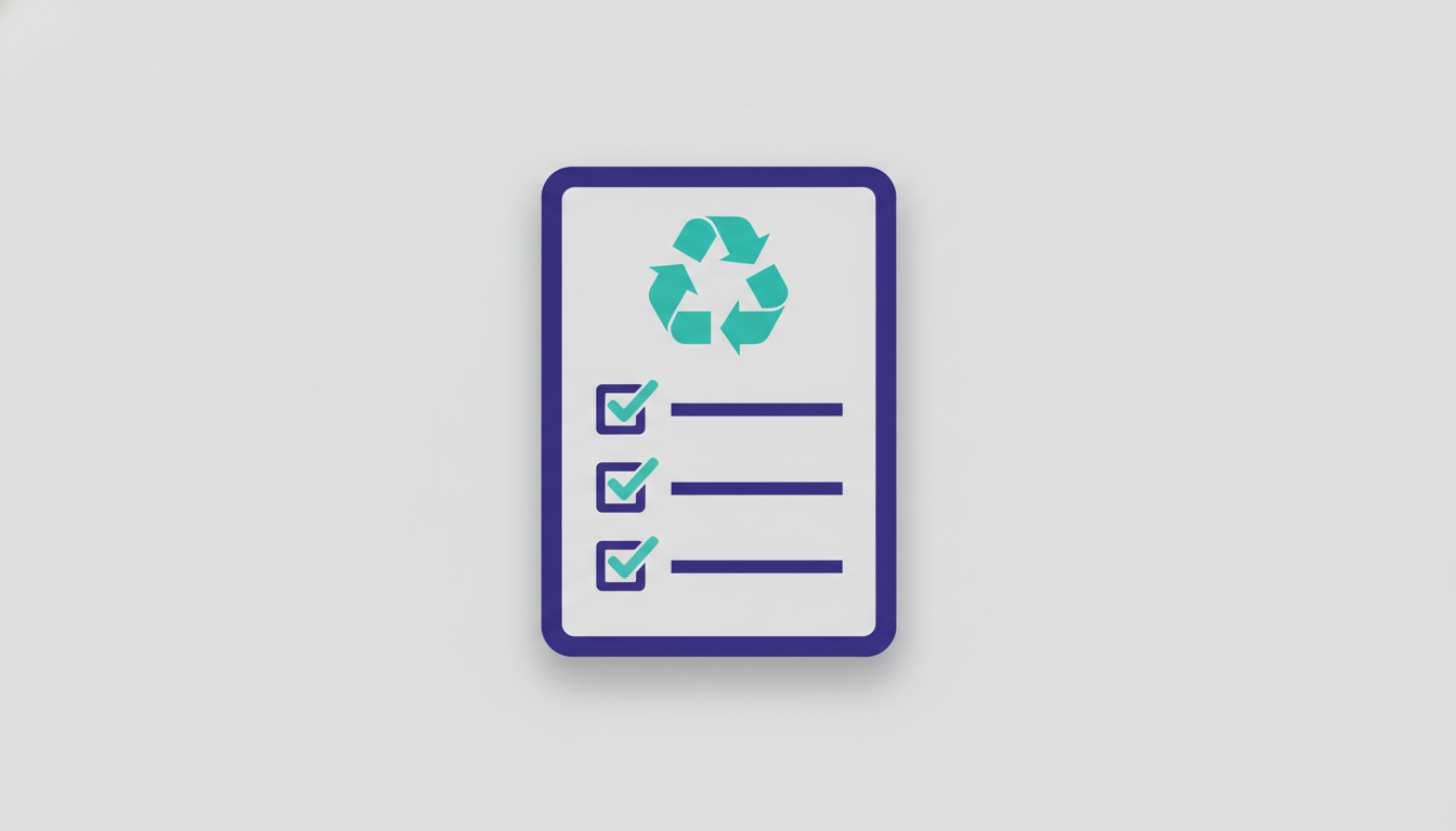 Document illustrating materials management plan with recycling symbol