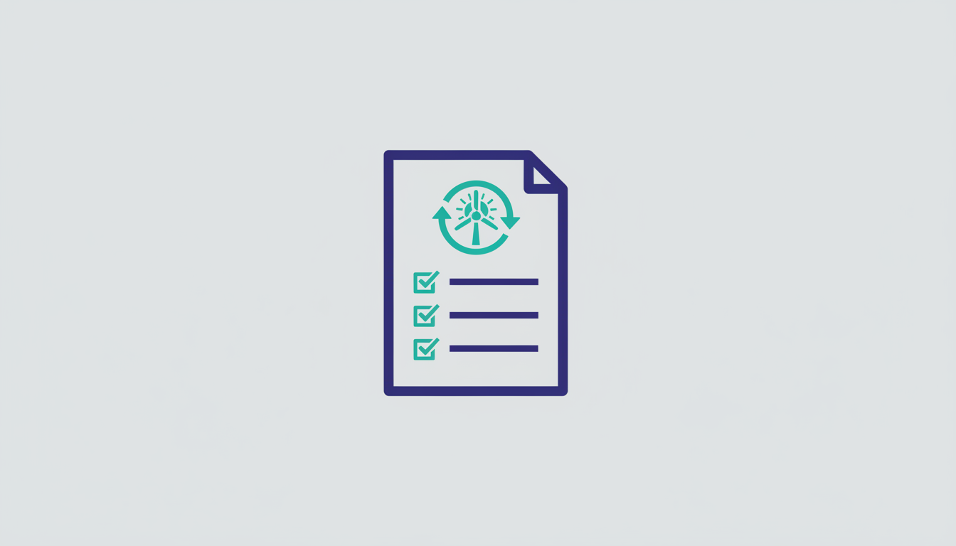 Document with renewable energy symbol and checklist