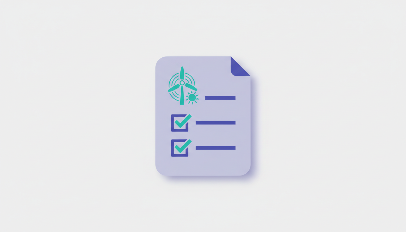 Document with renewable energy icon and checklist