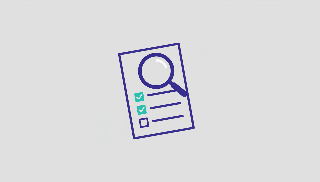 Document with a magnifying glass and a checklist representing RFP process