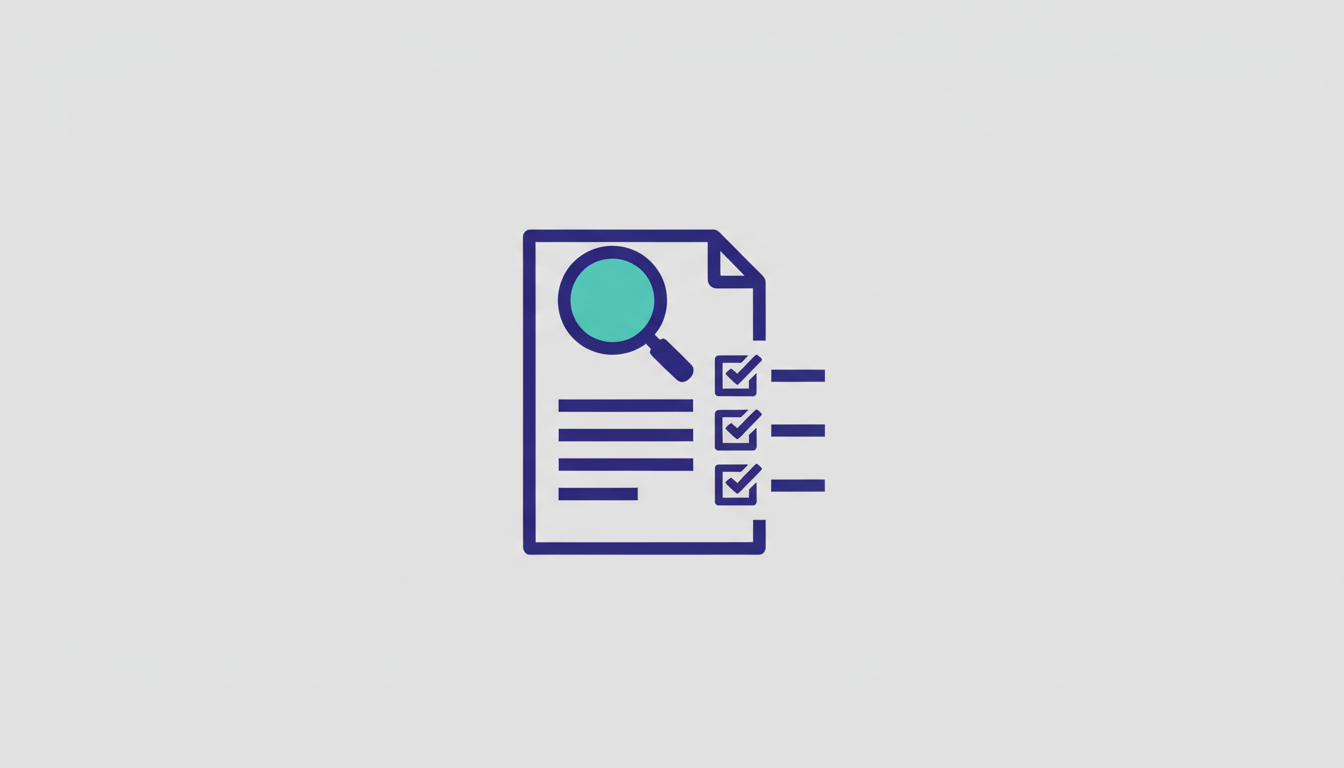 Document with a magnifying glass and checklist representing RFP process