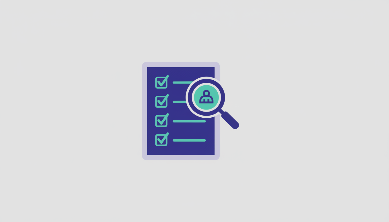 Document with a magnifying glass and checklist representing procurement