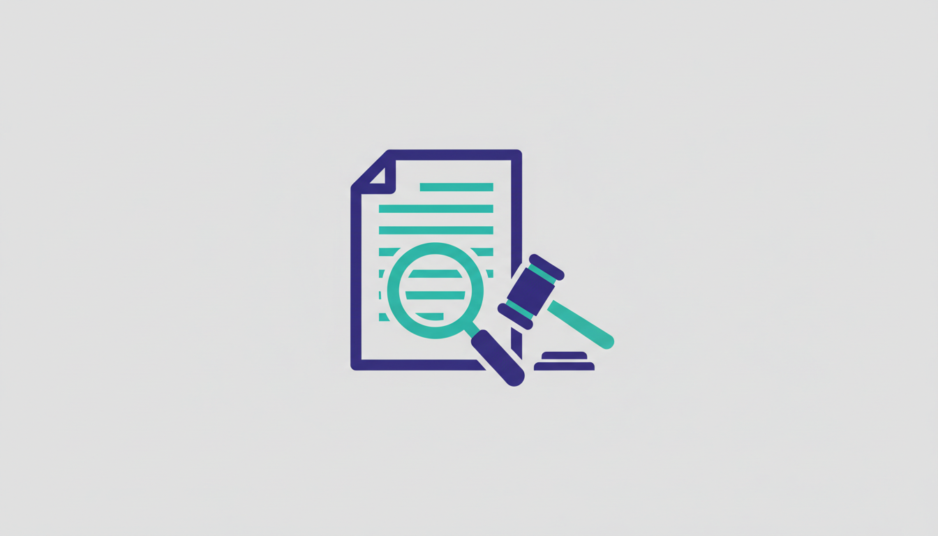 Document with a magnifying glass and gavel representing procurement