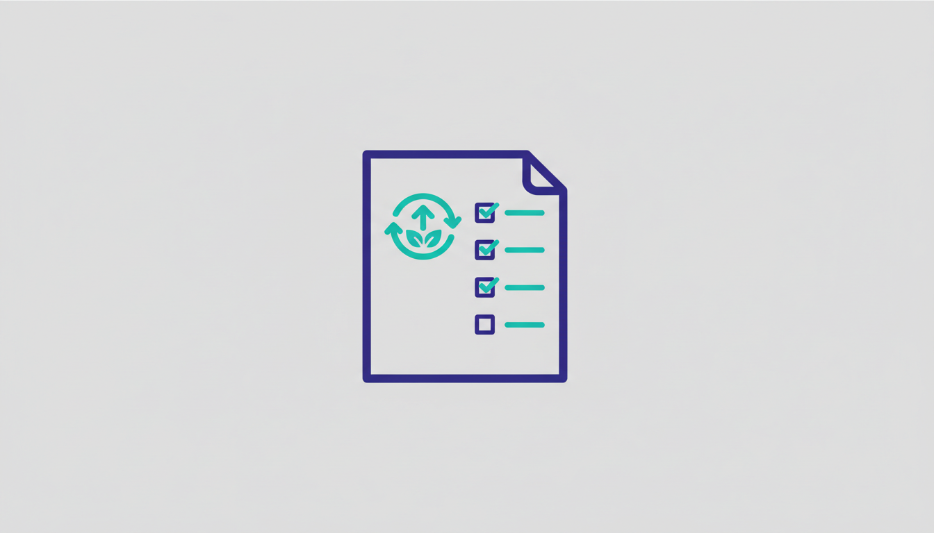 Document with renewable energy symbol and checklist