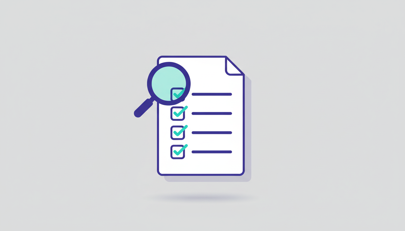 Illustration of a procurement document with a magnifying glass