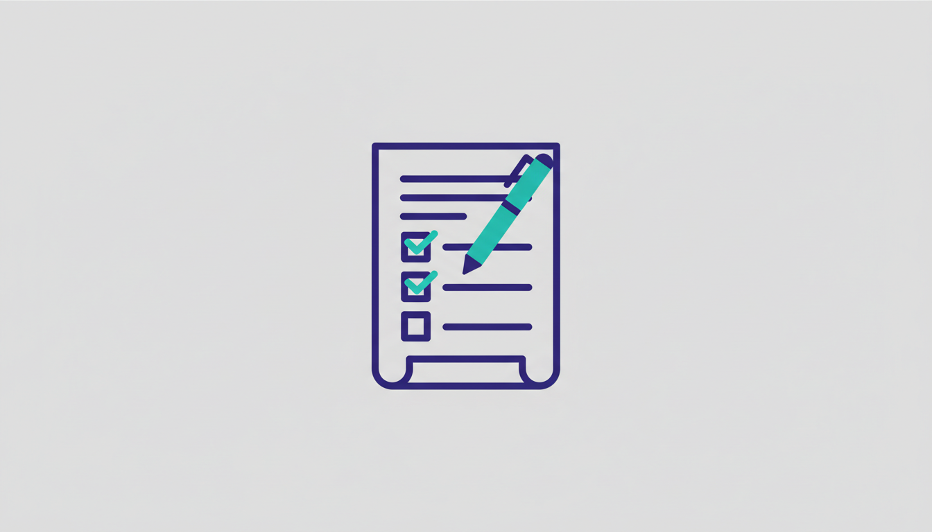 Illustration of a contract with a checklist and a pen