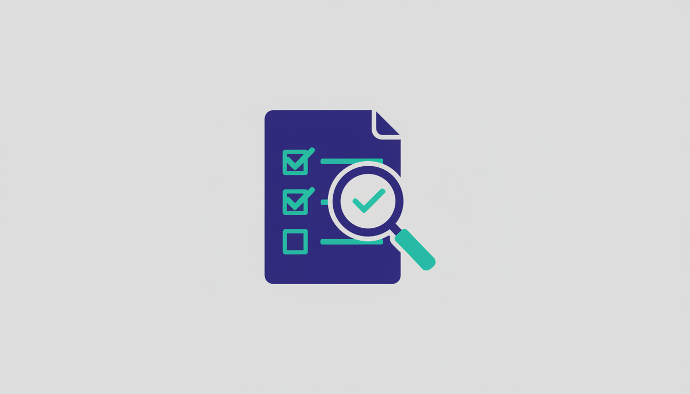 Document with a magnifying glass and checklist representing procurement
