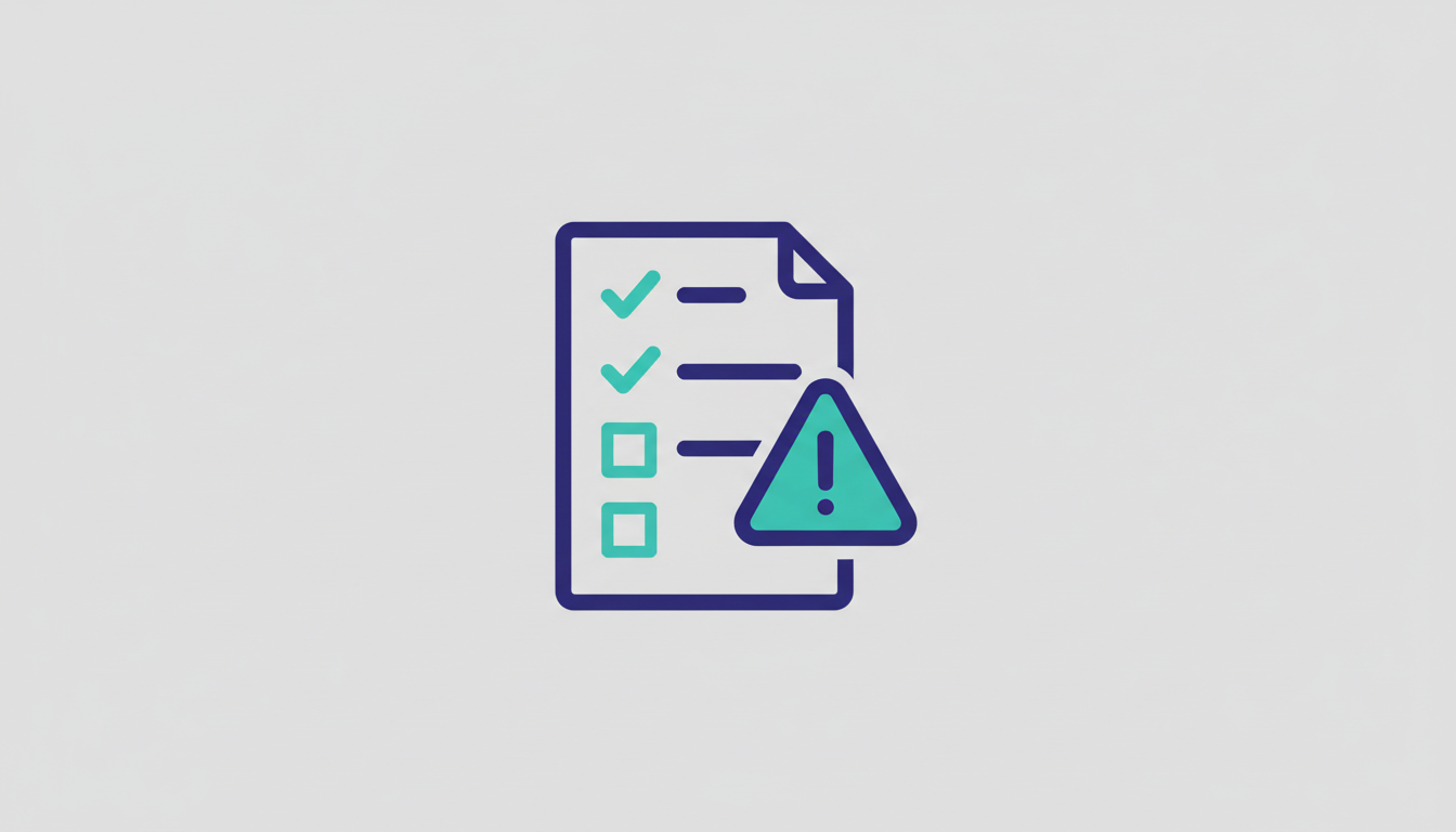 Illustration of a document with a checklist and a warning sign